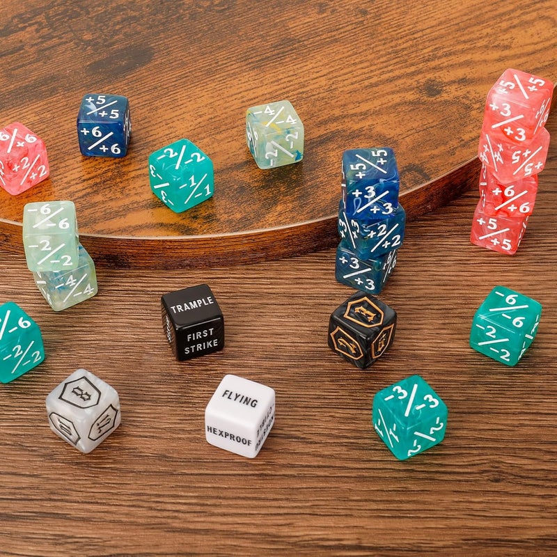 MDDSHGG 102 Pieces MTG Dice Counters Set Bulk Ability Keyword Tokens Shield Life Counters 6 Sided Dice for Magic The Gathering TCG Card Gaming Accessories (Dice Set B) - Image 5